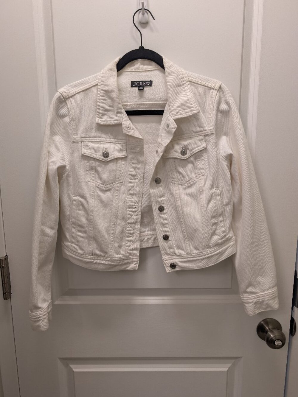 J. Crew White Cropped Denim Jacket